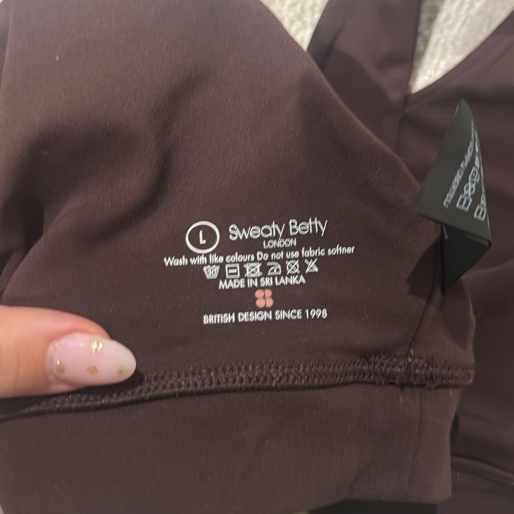 Sweaty Betty Ultimate Yoga Voop Bra Sable Brown Recycled Sweat Wicking Quick Dry - Picture 9 of 10